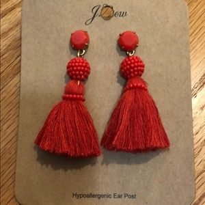 New jcrew red tassel earrings